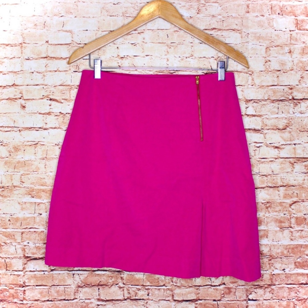 Lilly Pulitzer | Vintage Pink Pencil Skirt Gold Zipper Front Pleat